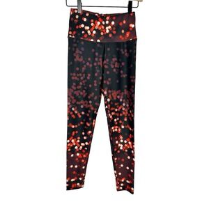 Goldsheep Leggings Kids Small Red Bokeh Light Print High Waisted Athletic Yoga